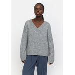 SRAllison V-neck Knit - Medium Grey Melange