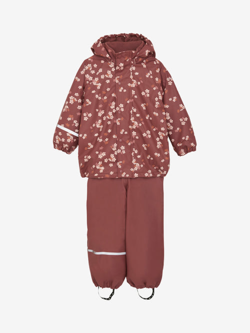 Rainwear Set - AOP, w. fleece - Apple Butter