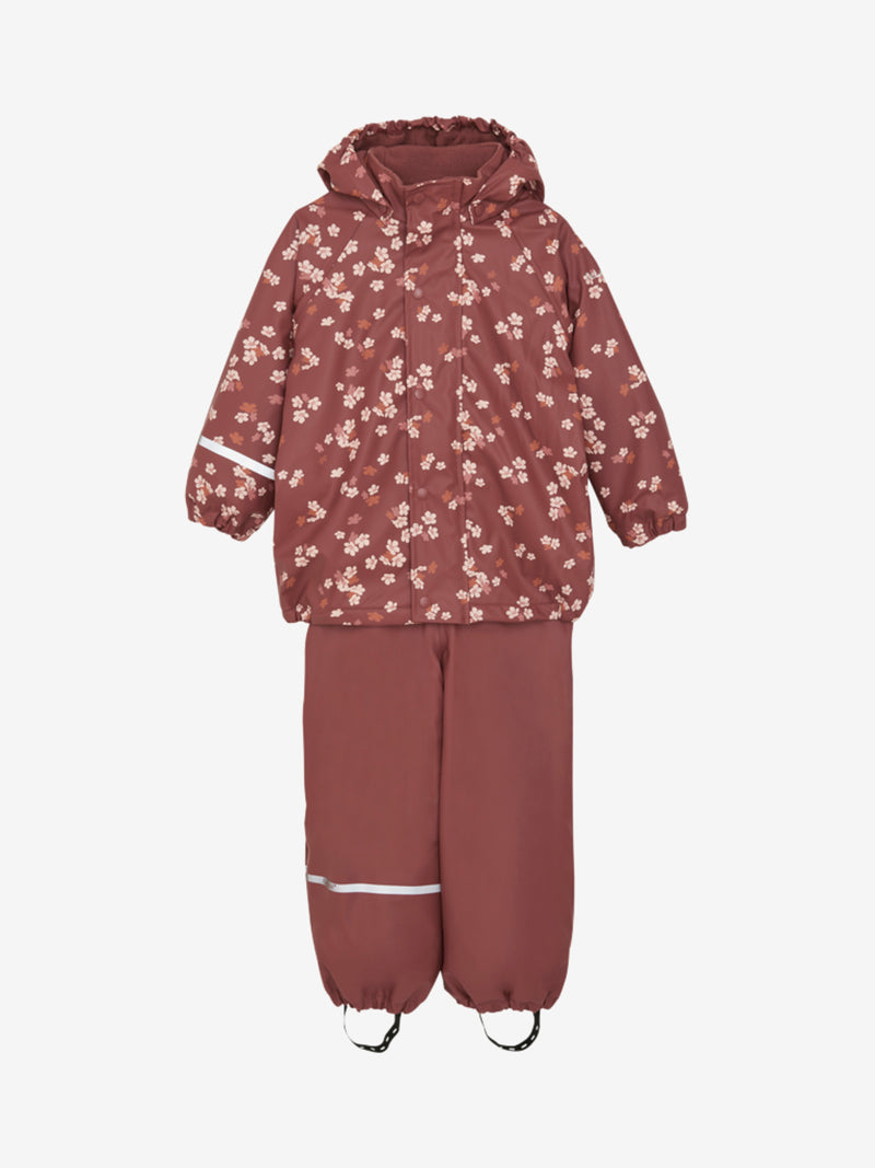 Rainwear Set - AOP, w. fleece - Apple Butter