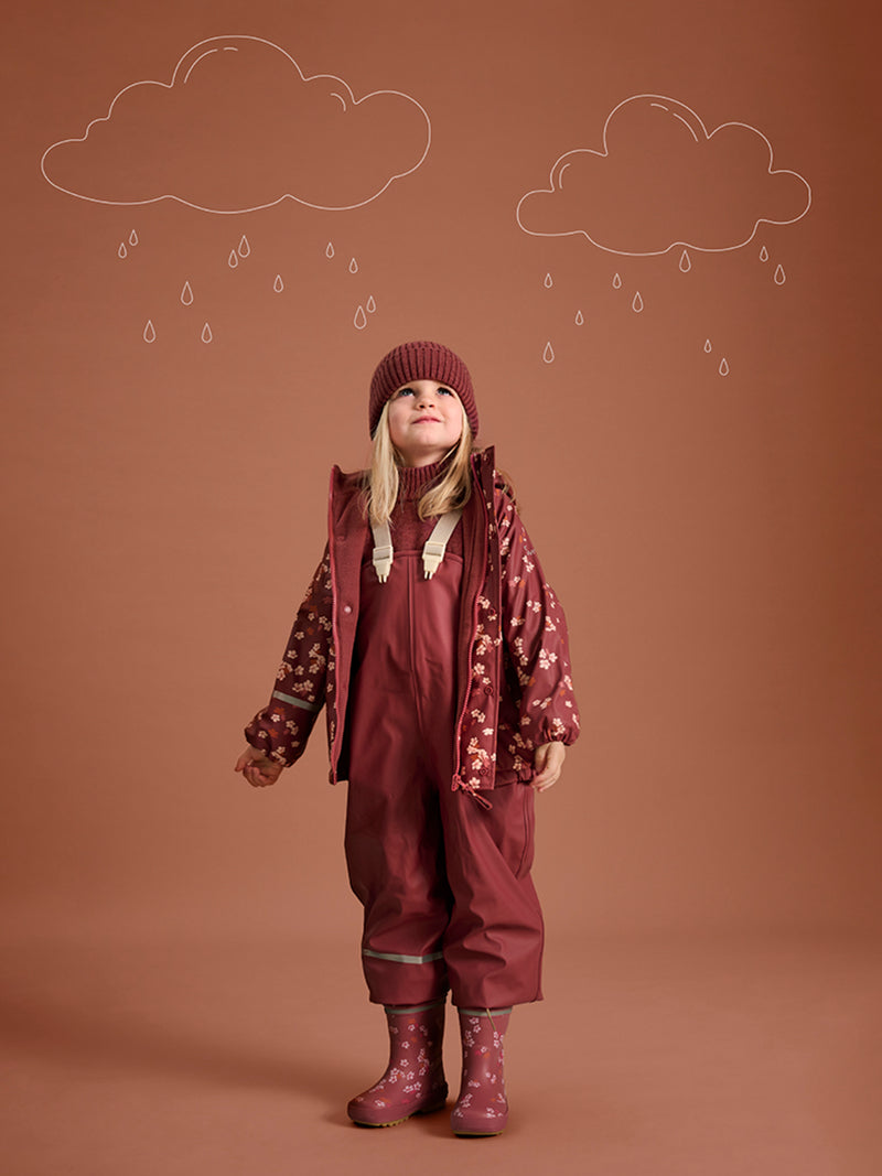 Rainwear Set - AOP, w. fleece - Apple Butter