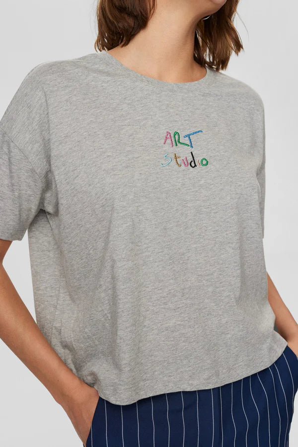 NUART T-SHIRT - Light Gray Melange