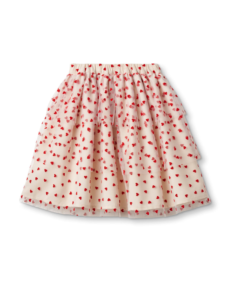 TULLE HEART SKIRT - SANDSHELL/ POMPEIAN RED