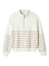 NLFKACY LS HALF ZIP KNIT - White Alyssum Stripes:Mocha Meringue