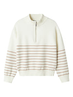 NLFKACY LS HALF ZIP KNIT - White Alyssum Stripes:Mocha Meringue