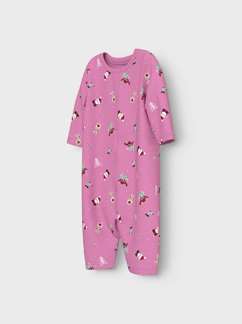 NBNVISMAS LS NIGHTSUIT - Fuchsia Pink Christmas Elements