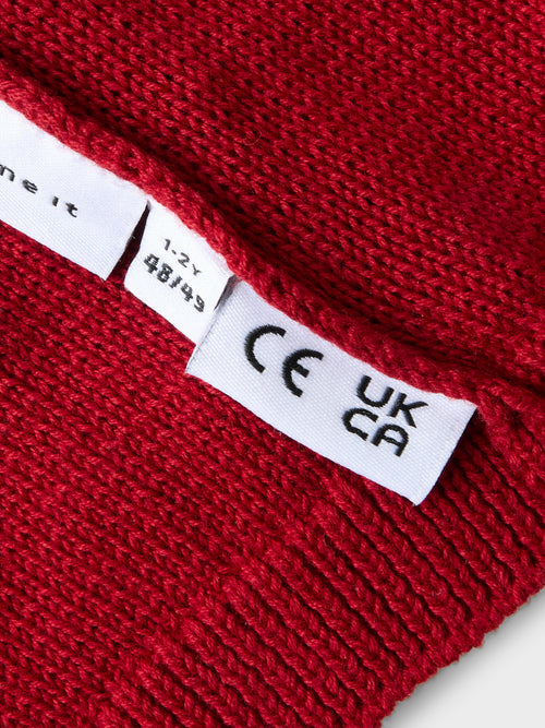 NMNRINJAHA KNIT HAT - Red Dahlia SOLID NO LUREX