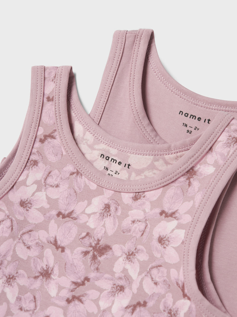 NMFTANK TOP 2P MAUVE FLOWER NOOS