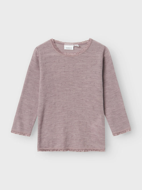 NMFWANG WOOL NEEDLE LS TOP SOLID NOOS - purple dove