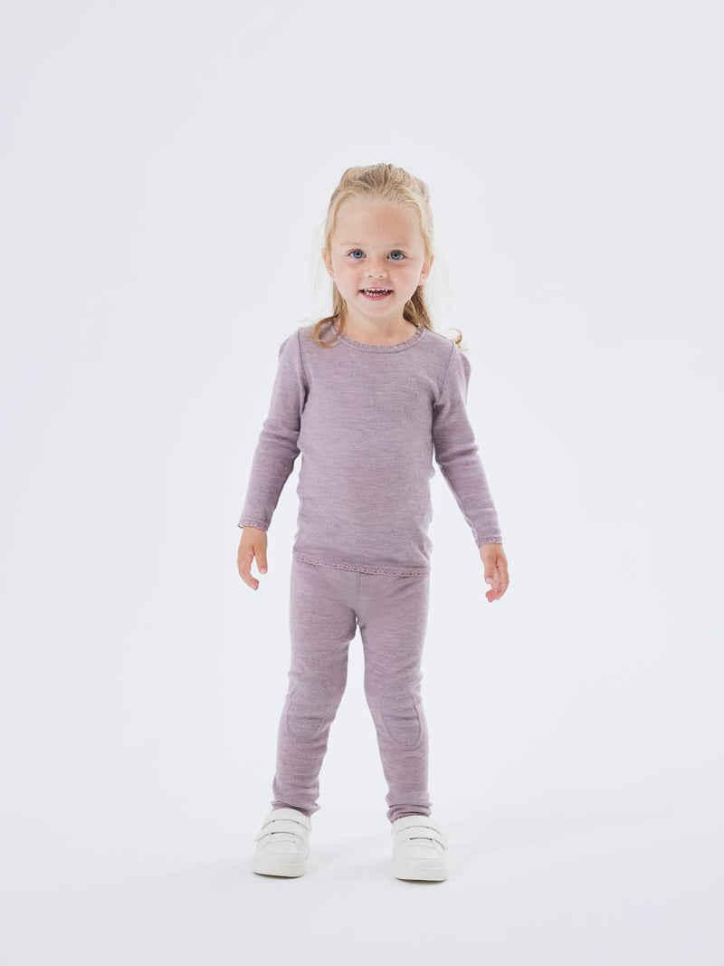 NMFWANG WOOL NEDDLE LEGGING SOLID NOOS - purple dove