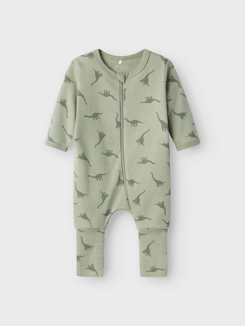 NBMNIGHTSUIT 2P ZIP FF GREEN DINO NOOS