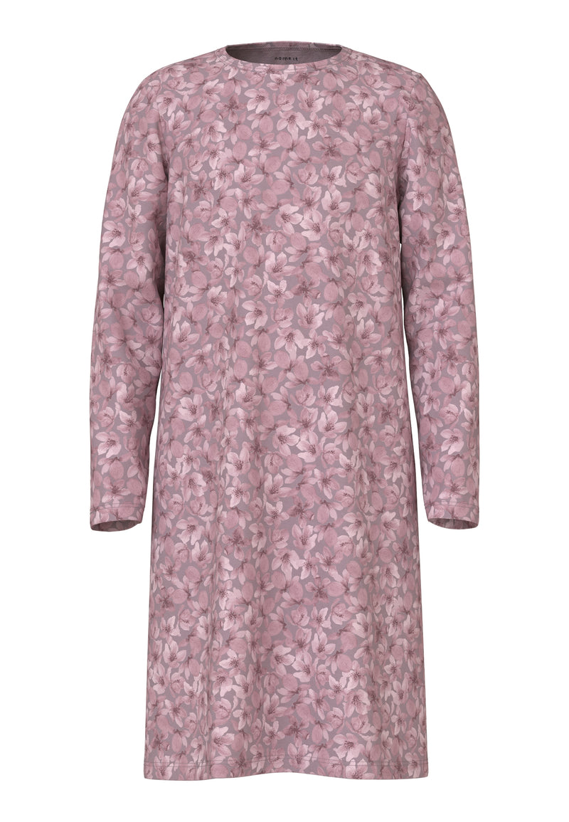 NKFNIGHTGOWN LS MAUVE FLOWER NOOS