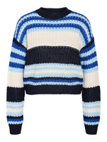 NMCHARLIE L/S O-NECK STRIPE KNIT NOOS - navy blazer