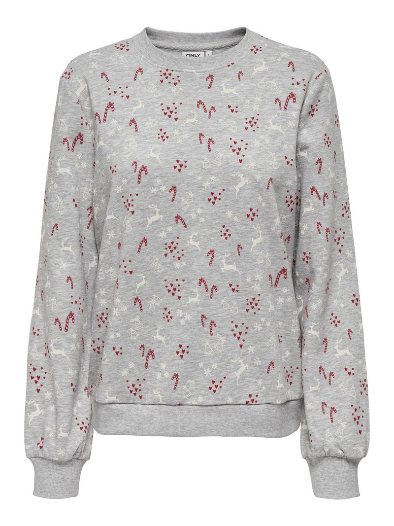 ONLCHRISTMAS L/S O-NECK AOP SWT - LGM