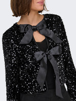 ONLANIKA SEQUINS LS BOW TOP WVN - Black