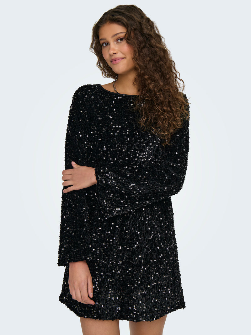 ONLANIKA SEQUINS LS BOW DRESS WVN