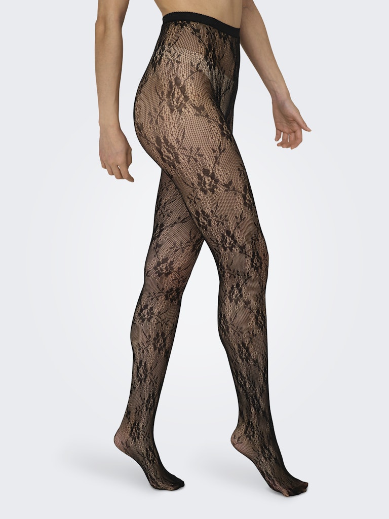 ONLESTA FASHION TIGHTS ACC - Black/FLOWER