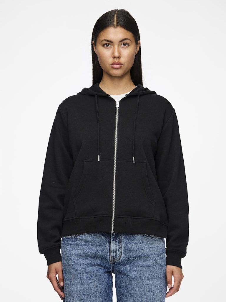 PCCHILLI LS ZIP HOODIE NOOS BC -Black