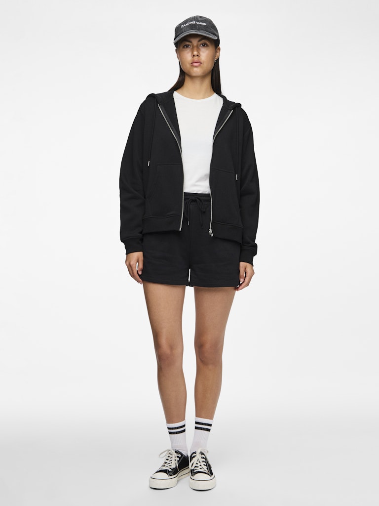 PCCHILLI LS ZIP HOODIE NOOS BC -Black