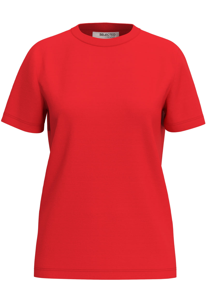 SLFMYESSENTIAL SS O-NECK TEE NOOS - Flame Scarlet