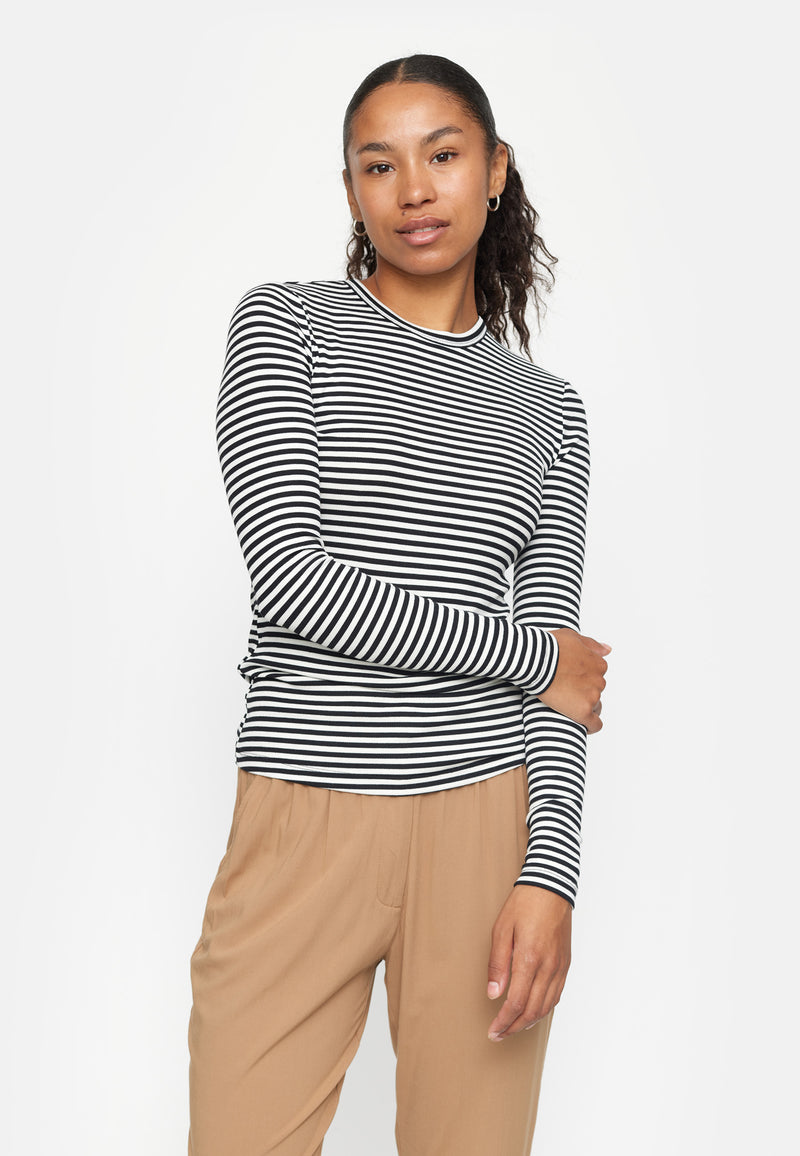 SRFenja Stripe O-neck Top - 235 Total Eclipse