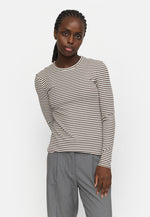 SRFenja Stripe O-neck Top - 259 Morel