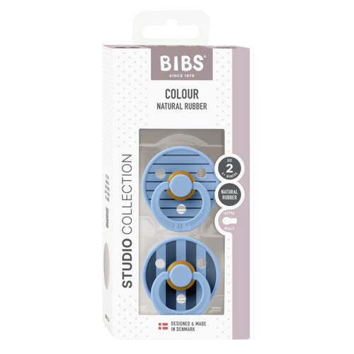 BIBS Colour 2 Pack Latex Size 2 pin latex sky blue mix