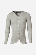 RKBeathe ls Silk cardigan w/lace - Light grey melange