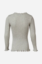 RKBeathe ls Silk cardigan w/lace - Light grey melange