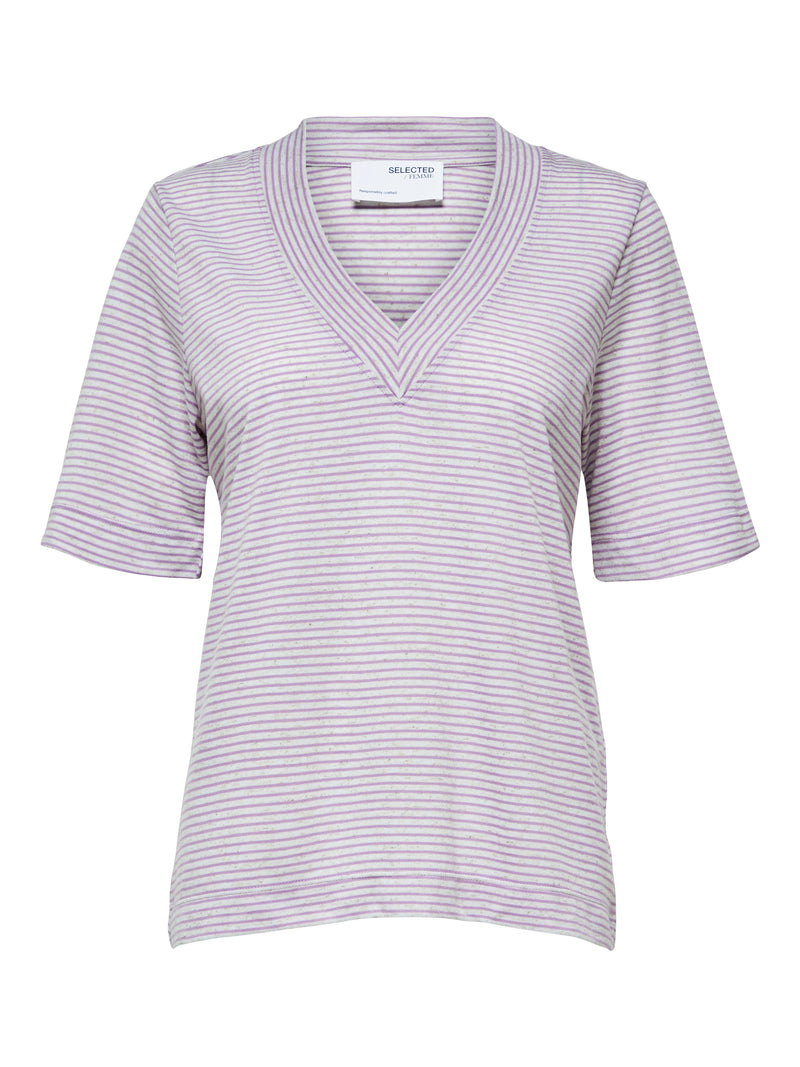 SLFIVY 2/4 V-NECK TEE STRIPE M